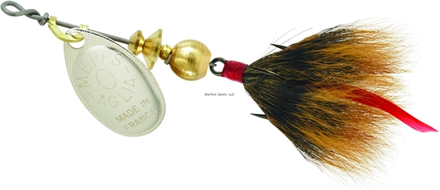Picture of Mepps Aglia In-Line Spinner, 1/12 Oz, Dressed Treble Hook, Silver Blade & Brown Tail