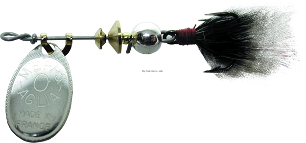 Picture of Mepps Aglia In-Line Spinner, 1/12 Oz, Dressed Treble Hook, Silver Blade & Gray Tail