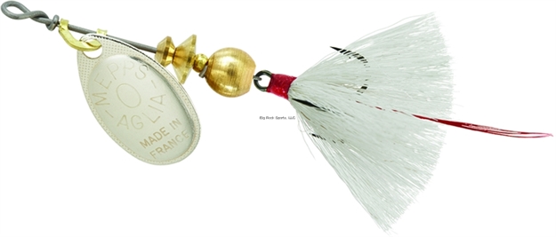 Picture of Mepps Aglia In-Line Spinner, 1/12 Oz, Dressed Treble Hook, Silver Blade & White Tail