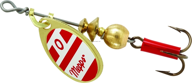Picture of Mepps Aglia In-Line Spinner, 1/12 Oz, Plain Treble Hook, Gold/Red/White Blade