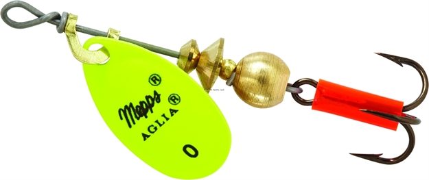Picture of Mepps Aglia In-Line Spinner, 1/12 Oz, Plain Treble Hook, Hot Chartreuse Blade