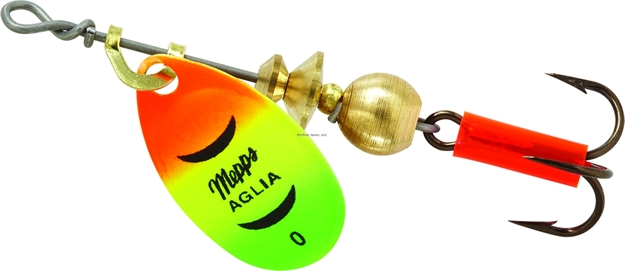 Picture of Mepps Aglia In-Line Spinner, 1/12 Oz, Plain Treble Hook, Hot Firetiger Blade