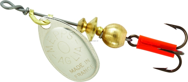 Picture of Mepps Aglia In-Line Spinner, 1/12 Oz, Plain Treble Hook, Silver Blade