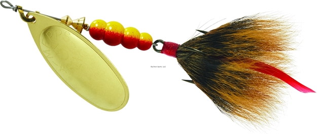 Picture of Mepps Aglia In-Line Spinner, 1/2 Oz, Dressed Treble Hook, Gold Blade & Brown Tail