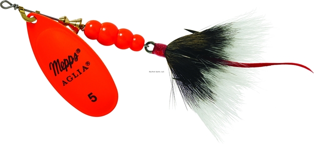 Picture of Mepps Aglia In-Line Spinner, 1/2 Oz, Dressed Treble Hook, Hot Orange Blade & Gray Tail