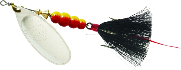 Picture of Mepps Aglia In-Line Spinner, 1/2 Oz, Dressed Treble Hook, Silver Blade & Black Tail