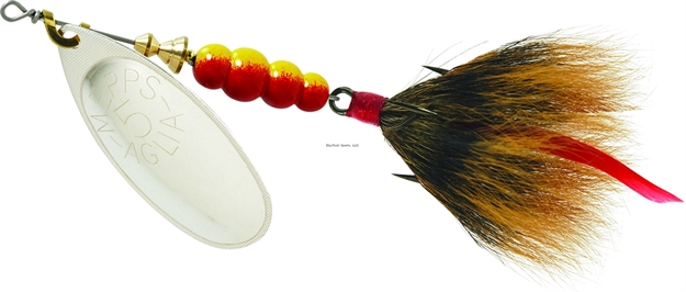Picture of Mepps Aglia In-Line Spinner, 1/2 Oz, Dressed Treble Hook, Silver Blade & Brown Tail