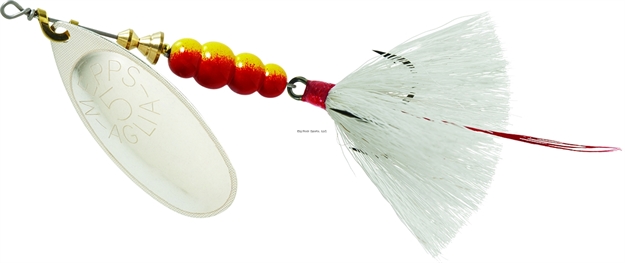 Picture of Mepps Aglia In-Line Spinner, 1/2 Oz, Dressed Treble Hook, Silver Blade & White Tail
