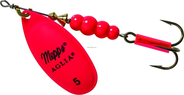 Picture of Mepps Aglia In-Line Spinner, 1/2 Oz, Plain Treble Hook, Hot Pink Blade