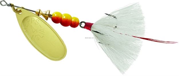 Picture of Mepps Aglia In-Line Spinner, 1/3 Oz, Dressed Treble Hook, Gold Blade & White Tail