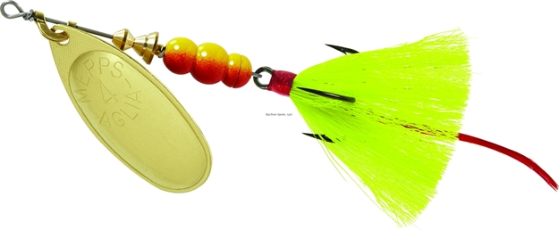 Picture of Mepps Aglia In-Line Spinner, 1/3 Oz, Dressed Treble Hook, Gold Blade & Yellow Tail