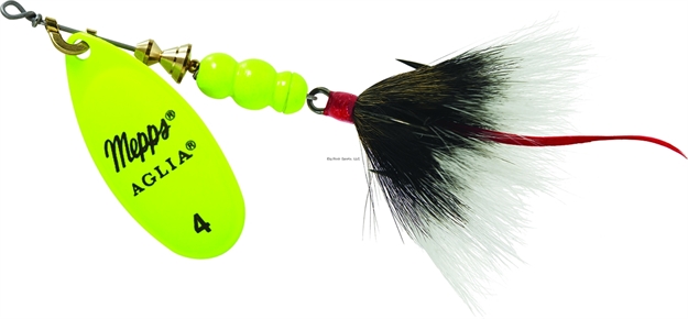 Picture of Mepps Aglia In-Line Spinner, 1/3 Oz, Dressed Treble Hook, Hot Chartreuse Blade & Gray Tail