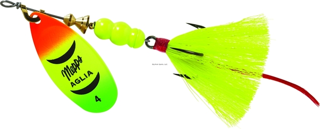 Picture of Mepps Aglia In-Line Spinner, 1/3 Oz, Dressed Treble Hook, Hot Firetiger Blade & Yellow Tail