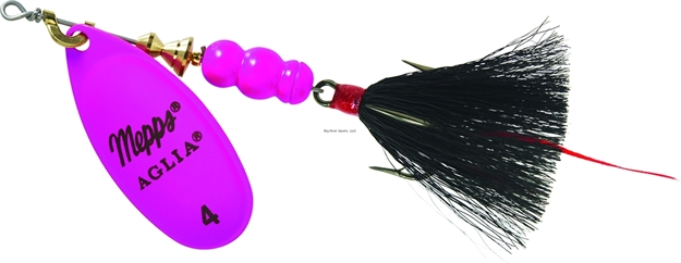 Picture of Mepps Aglia In-Line Spinner, 1/3 Oz, Dressed Treble Hook, Hot Pink Blade & Black Tail
