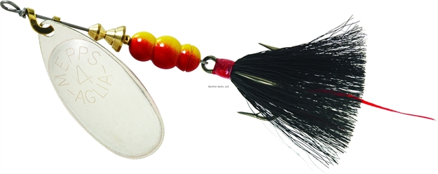 Picture of Mepps Aglia In-Line Spinner, 1/3 Oz, Dressed Treble Hook, Silver Blade & Black Tail