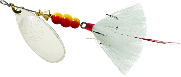 Picture of Mepps Aglia In-Line Spinner, 1/3 Oz, Dressed Treble Hook, Silver Blade & White Tail