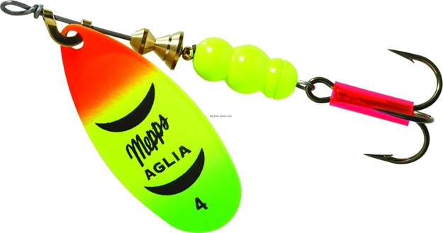 Picture of Mepps Aglia In-Line Spinner, 1/3 Oz, Plain Treble Hook, Hot Firetiger Blade