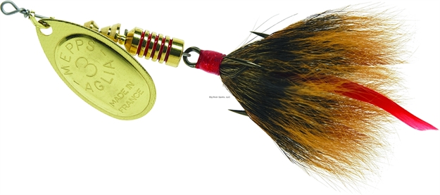 Picture of Mepps Aglia In-Line Spinner, 1/4 Oz, Dressed Treble Hook, Gold Blade & Brown Tail