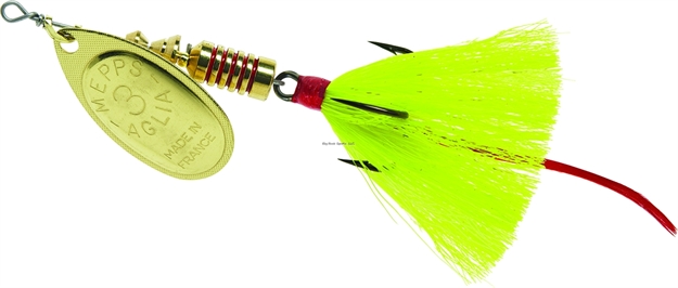 Picture of Mepps Aglia In-Line Spinner, 1/4 Oz, Dressed Treble Hook, Gold Blade & Yellow Tail
