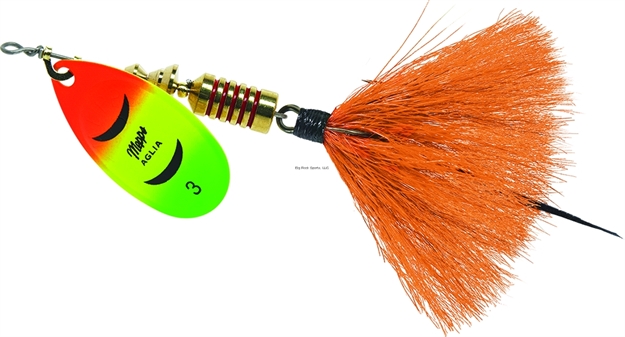 Picture of Mepps Aglia In-Line Spinner, 1/4 Oz, Dressed Treble Hook, Hot Firetiger Blade & Orange Tail