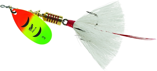 Picture of Mepps Aglia In-Line Spinner, 1/4 Oz, Dressed Treble Hook, Hot Firetiger Blade & White Tail