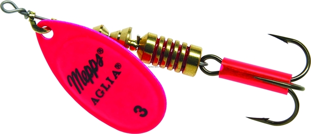 Picture of Mepps Aglia In-Line Spinner, 1/4 Oz, Plain Treble Hook, Hot Pink Blade