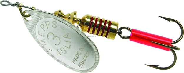 Picture of Mepps Aglia In-Line Spinner, 1/4 Oz, Plain Treble Hook, Silver Blade