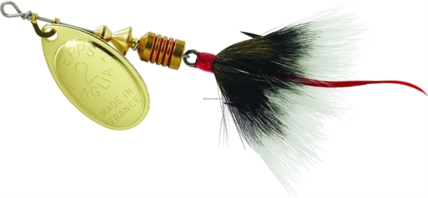 Picture of Mepps Aglia In-Line Spinner, 1/6 Oz, Dressed Treble Hook, Gold Blade & Gray Tail