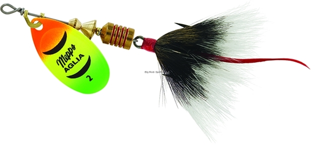 Picture of Mepps Aglia In-Line Spinner, 1/6 Oz, Dressed Treble Hook, Hot Fire Tiger Blade & Gray Tail