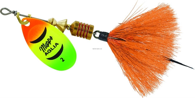 Picture of Mepps Aglia In-Line Spinner, 1/6 Oz, Dressed Treble Hook, Hot Firetiger Blade & Orange Tail