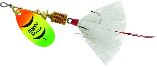 Picture of Mepps Aglia In-Line Spinner, 1/6 Oz, Dressed Treble Hook, Hot Firetiger Blade & White Tail