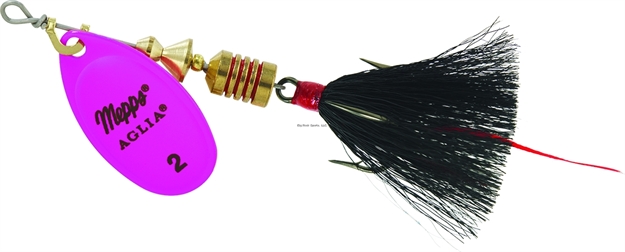 Picture of Mepps Aglia In-Line Spinner, 1/6 Oz, Dressed Treble Hook, Hot Pink Blade & Black Tail