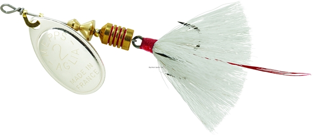 Picture of Mepps Aglia In-Line Spinner, 1/6 Oz, Dressed Treble Hook, Silver Blade & White Tail