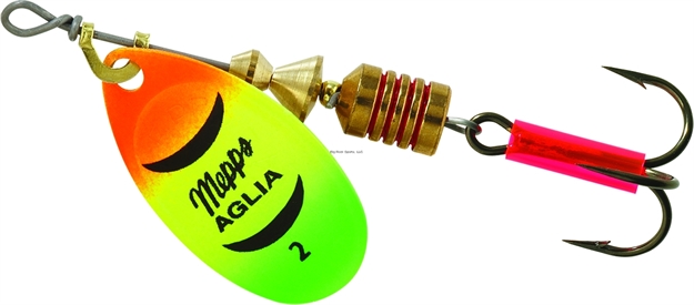 Picture of Mepps Aglia In-Line Spinner, 1/6 Oz, Plain Treble Hook, Hot Firetiger Blade