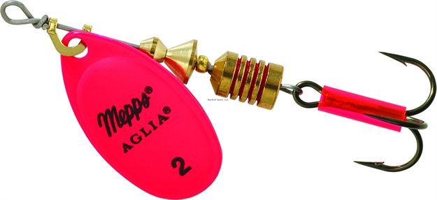 Picture of Mepps Aglia In-Line Spinner, 1/6 Oz, Plain Treble Hook, Hot Pink Blade
