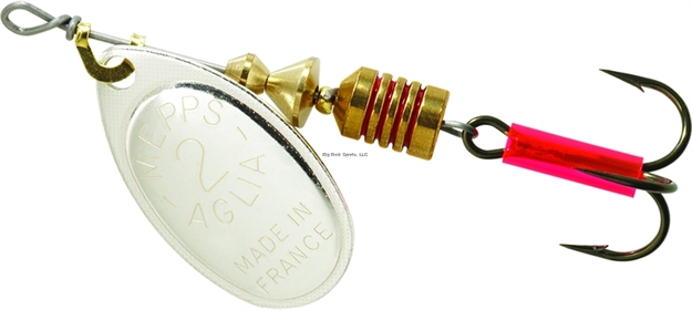 Picture of Mepps Aglia In-Line Spinner, 1/6 Oz, Plain Treble Hook, Silver Blade