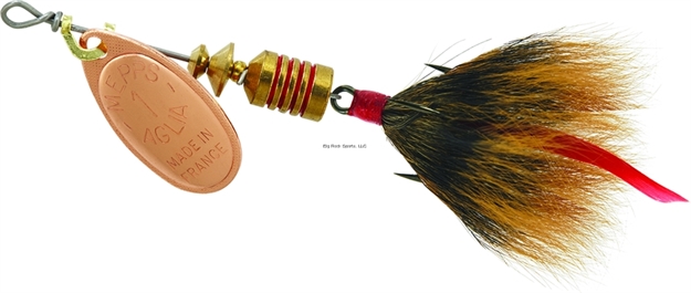 Picture of Mepps Aglia In-Line Spinner, 1/8 Oz, Dressed Treble Hook, Gold Blade & Brown Tail