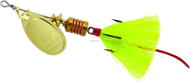 Picture of Mepps Aglia In-Line Spinner, 1/8 Oz, Dressed Treble Hook, Gold Blade & Yellow Tail