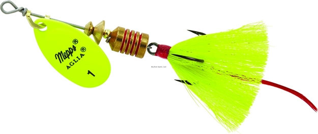 Picture of Mepps Aglia In-Line Spinner, 1/8 Oz, Dressed Treble Hook, Hot Chartreuse Blade & Yellow Tail
