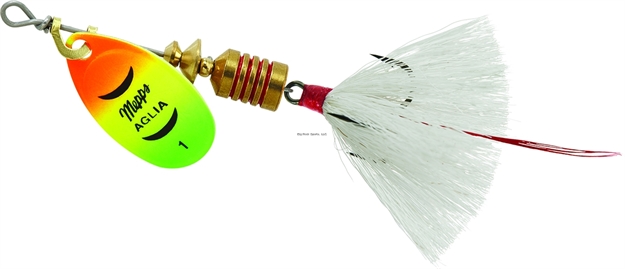 Picture of Mepps Aglia In-Line Spinner, 1/8 Oz, Dressed Treble Hook, Hot Firetiger Blade & White Tail