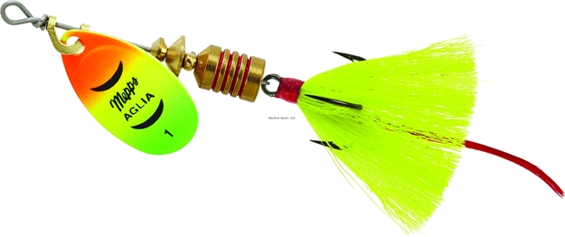 Picture of Mepps Aglia In-Line Spinner, 1/8 Oz, Dressed Treble Hook, Hot Firetiger Blade & Yellow Tail