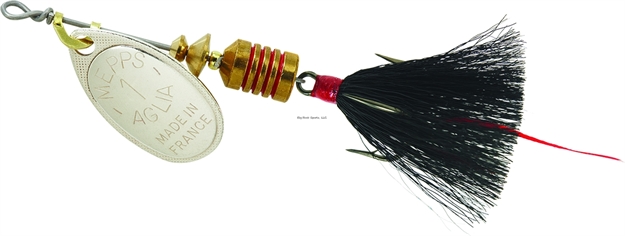 Picture of Mepps Aglia In-Line Spinner, 1/8 Oz, Dressed Treble Hook, Silver Blade & Black Tail