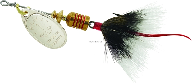 Picture of Mepps Aglia In-Line Spinner, 1/8 Oz, Dressed Treble Hook, Silver Blade & Gray Tail