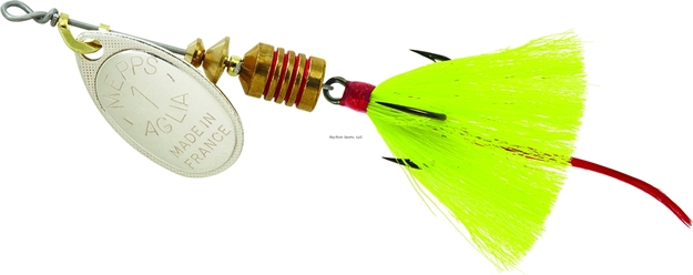 Picture of Mepps Aglia In-Line Spinner, 1/8 Oz, Dressed Treble Hook, Silver Blade & Yellow Tail