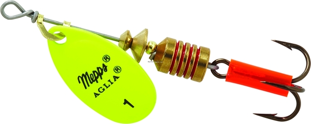 Picture of Mepps Aglia In-Line Spinner, 1/8 Oz, Plain Treble Hook, Hot Chartreuse Blade