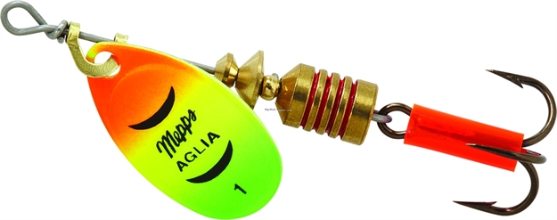 Picture of Mepps Aglia In-Line Spinner, 1/8 Oz, Plain Treble Hook, Hot Firetiger Blade