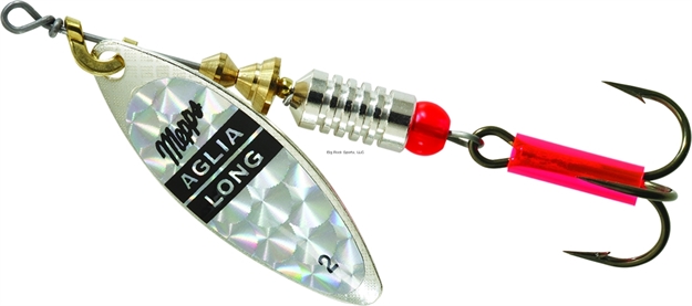 Picture of Mepps Aglia Long In-Line Spinner, 1/4 Oz, Plain Treble Hook, Rainbow Scale Blade
