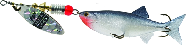 Picture of Mepps Aglia Long Mino In-Line Spinner, 2 1/4", 1/4 Oz, Rainbow Scale Blade With Shad Mino Tail