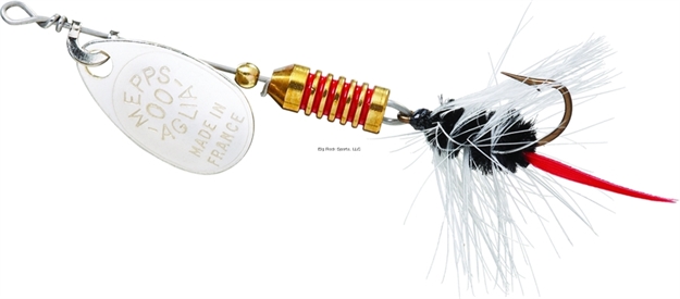 Picture of Mepps Aglia Ultra Lites In-Line Spinner, 1/18 Oz, Single Hook, Silver Blade With Black Tail