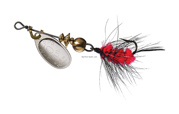 Picture of Mepps Aglia Wooly Worm Spin Flies In-Line Spinner, 1/12 OZ Single Hook, Black & Orange